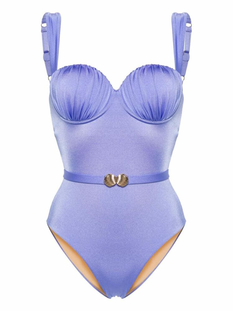 Noire Swimwear belted ruched balconette swimsuit - Purple Cover