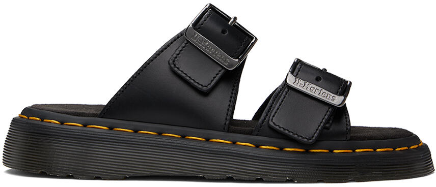 Dr. Martens Black Josef Leather Buckle Slide Sandals Cover