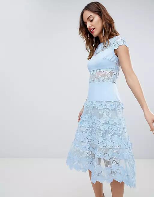 Bronx & Banco Applique Midi Sky Dress-Blue Cover