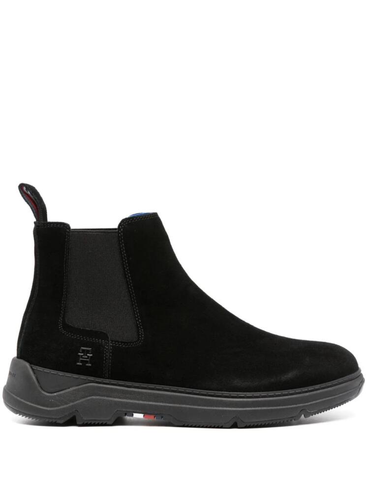 Tommy Hilfiger logo-plaque leather boots - Black Cover