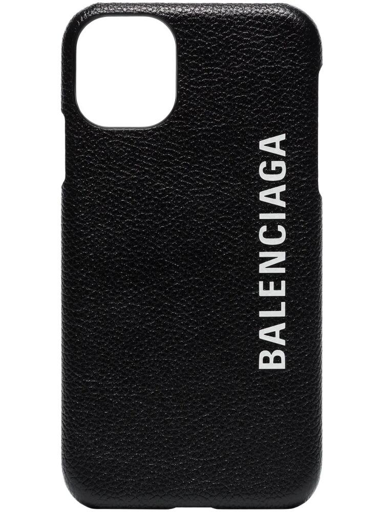 Balenciaga logo print iPhone 11 leather case - Black Cover