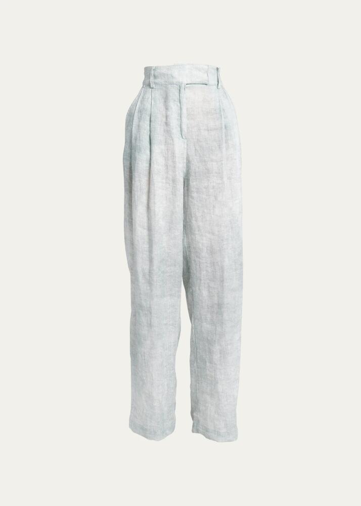 Giorgio Armani Linen Denim Effect Wide-Leg Pants Cover