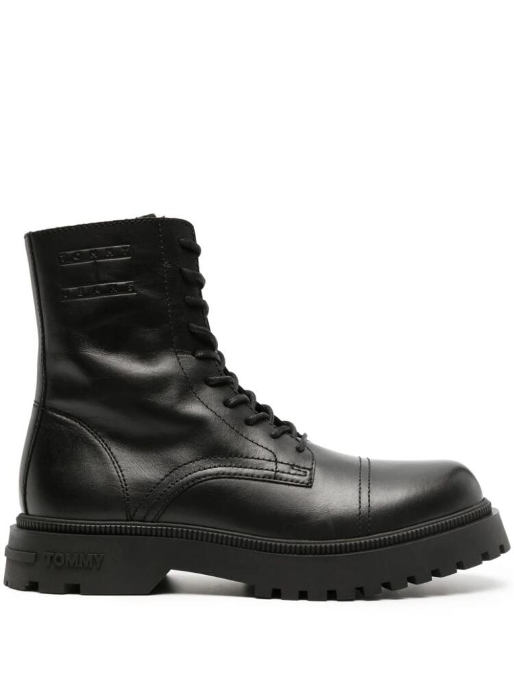 Tommy Jeans logo-debossed ankle leather boots - Black Cover