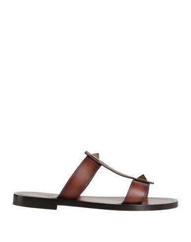 Valentino Garavani Man Sandals Brown Soft Leather Cover