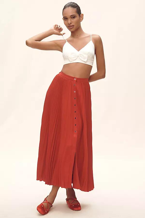 Maeve Pleated Button-Front Maxi Skirt Cover