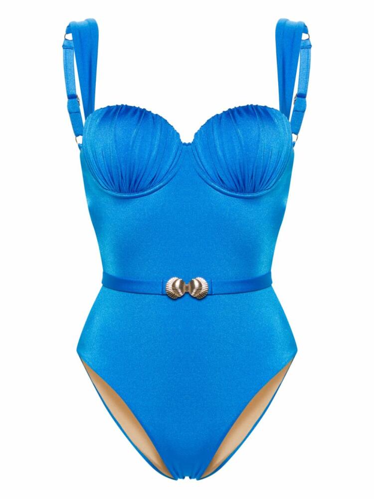 Noire Swimwear belted ruched balconette swimsuit - Blue Cover