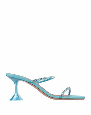 Amina Muaddi Woman Sandals Turquoise Textile fibers Cover