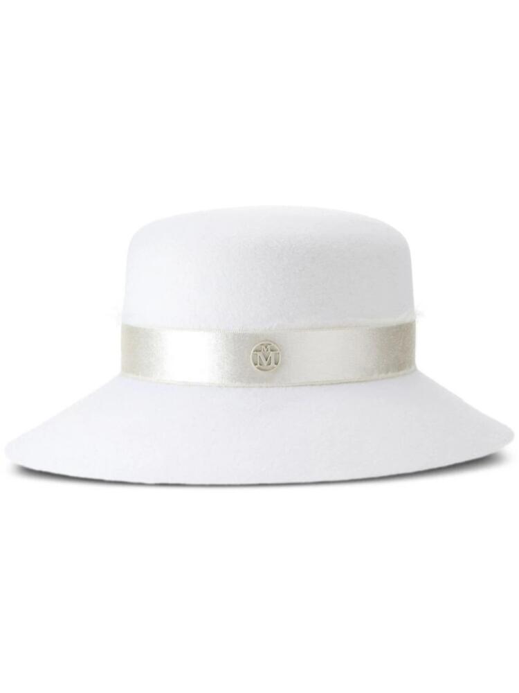 Maison Michel New Kendall strap-detail wool hat - White Cover