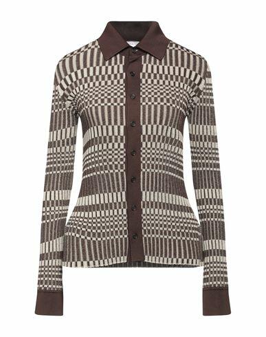 Bottega Veneta Woman Cardigan Dark brown Silk, Polyamide, Elastane Cover