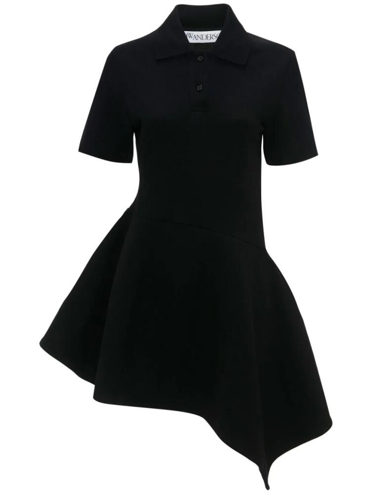 JW Anderson polo-collar cotton asymmetric dress - Black Cover