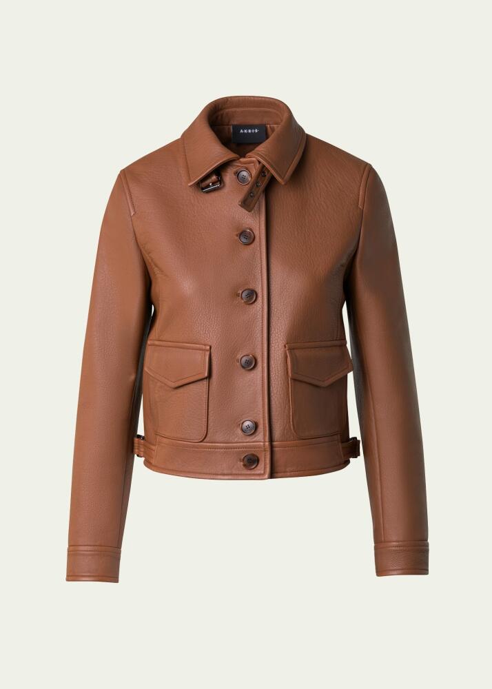 Akris Nappa Leather Short Bomber Jacket Cover