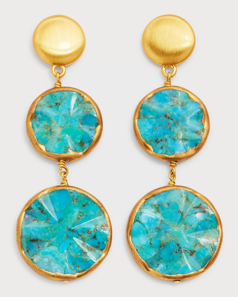 NEST Jewelry Wavy Turquoise Double Drop Earrings Cover