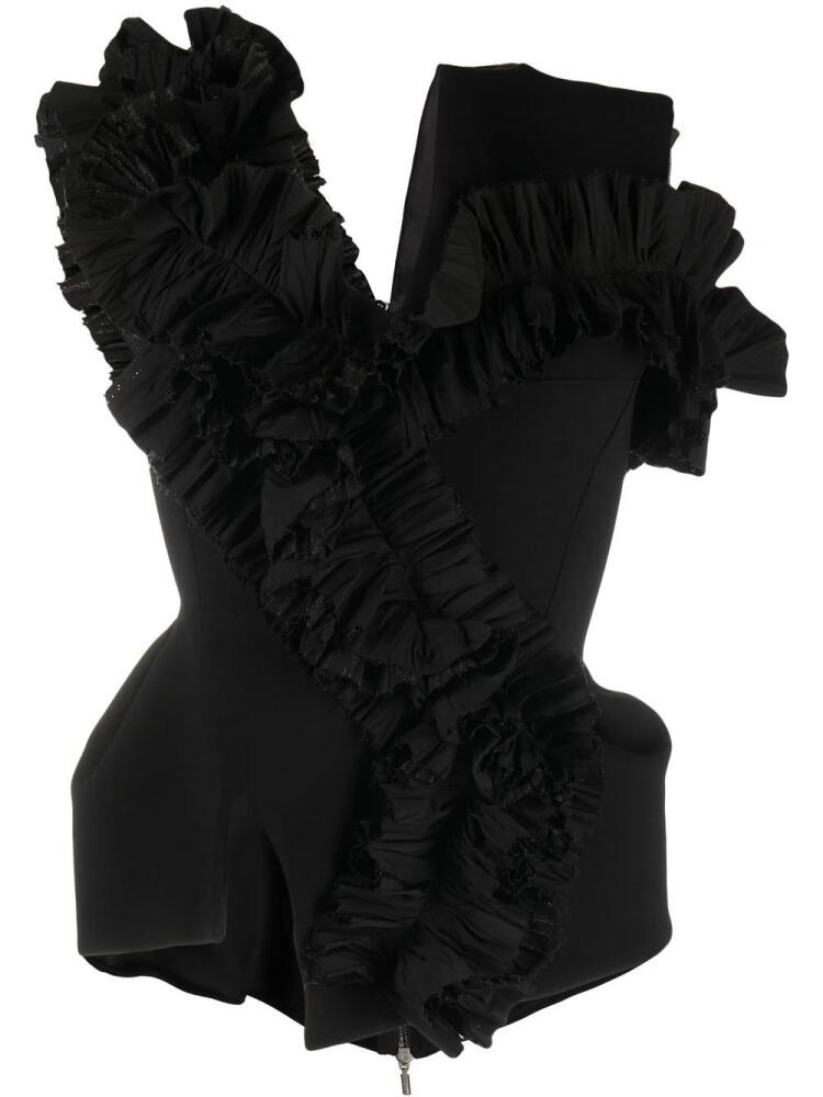 Maticevski ruffled-trim sleeveless top - Black Cover