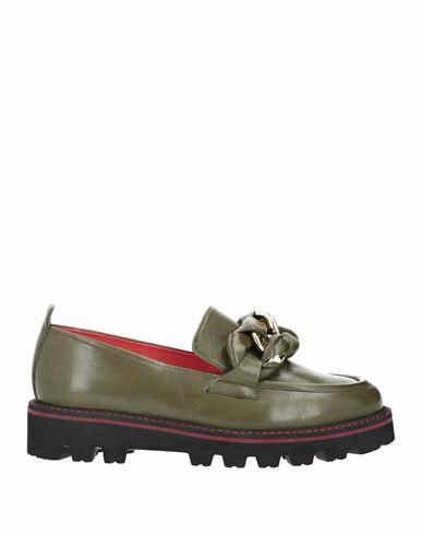 Pas De Rouge Woman Loafers Military green Soft Leather Cover