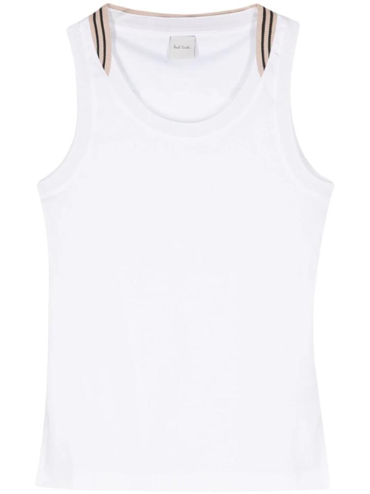 Paul Smith contrasting border cotton tank top - White Cover