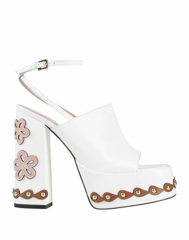 Pollini Woman Sandals White Calfskin Cover