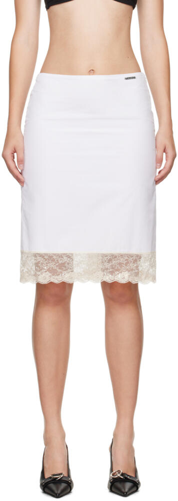 We11done White Lace Trim Midi Skirt Cover