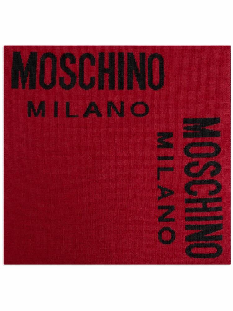 Moschino intarsia-knit logo scarf - Red Cover