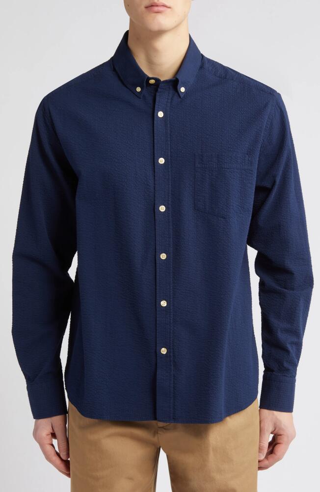 FORET Bush Seersucker Button-Down Shirt in Navy Cover