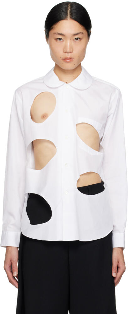 Black Comme des Garçons White Cutout Shirt Cover