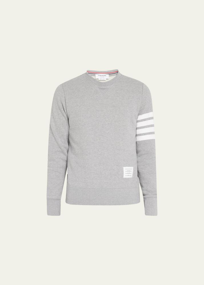 Thom Browne Men's Classic Crewneck Sweatshirt with Striped Sleeve Cover