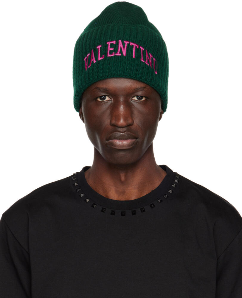 Valentino Garavani Green Embroidered Beanie Cover