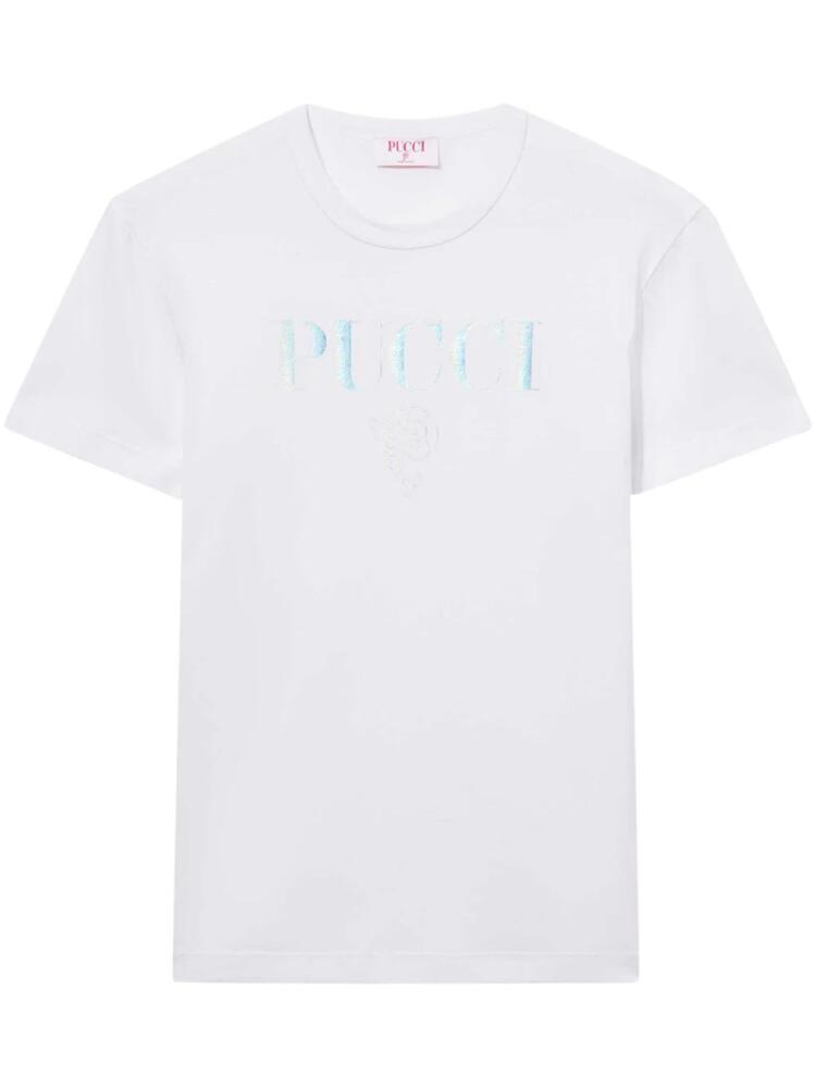 PUCCI logo-embroidered cotton T-shirt - White Cover