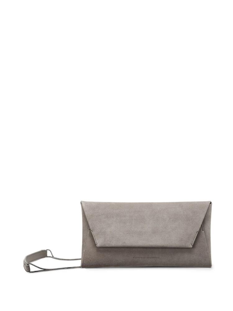 Brunello Cucinelli suede envelope shoulder bag - Grey Cover