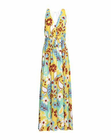 Fedeli Woman Maxi dress Yellow Cotton, Elastane Cover