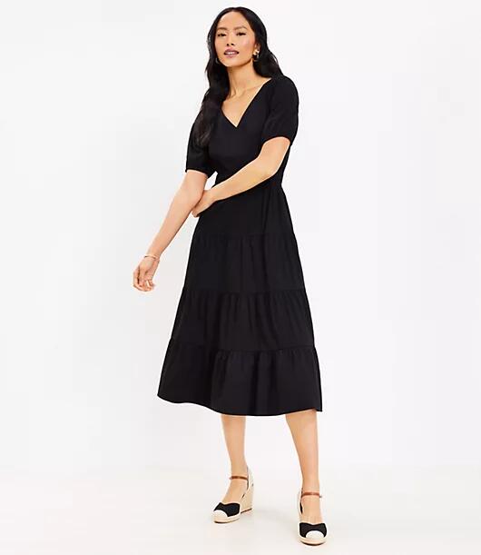 Loft Cutout Back Tiered Midi Dress Cover