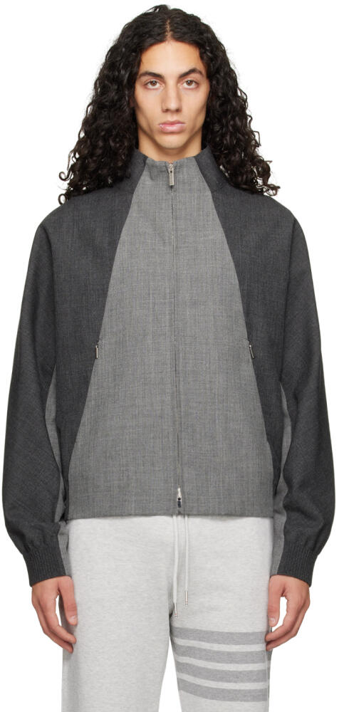 Thom Browne Gray Tracksuit Bomber Jacket Cover