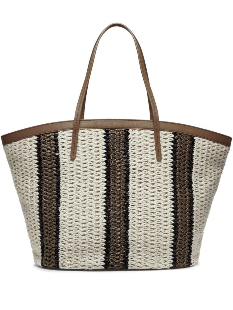 Brunello Cucinelli striped woven tote bag - Neutrals Cover