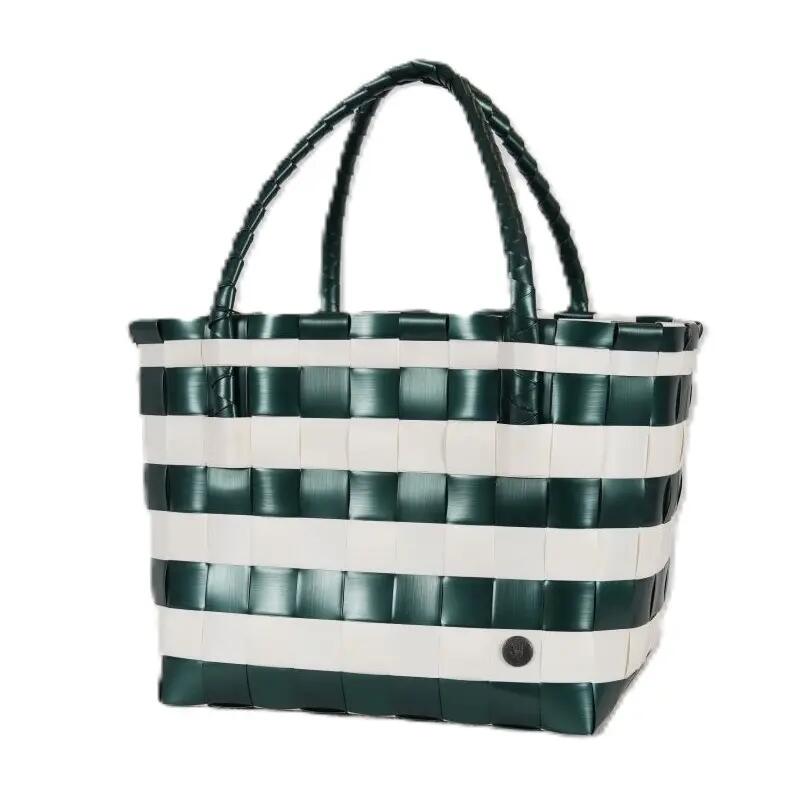 Handed By Paris Spirit Recycled Tote Bags in Green/white Stripes Cover