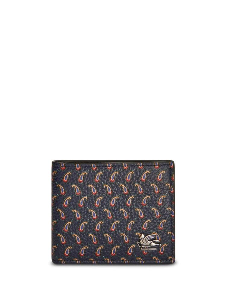 ETRO Pegaso-plaque paisley-print wallet - Blue Cover