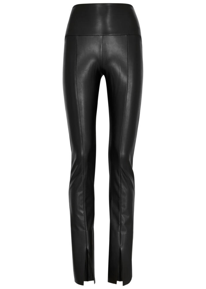 Norma Kamali Spat Faux Leather Flared Leggings - Black Cover