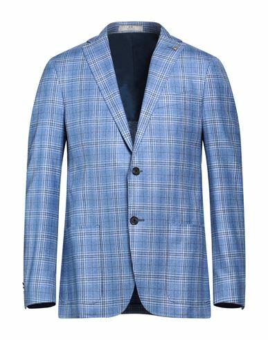 Cc Collection Corneliani Man Blazer Blue Silk, Cashmere Cover