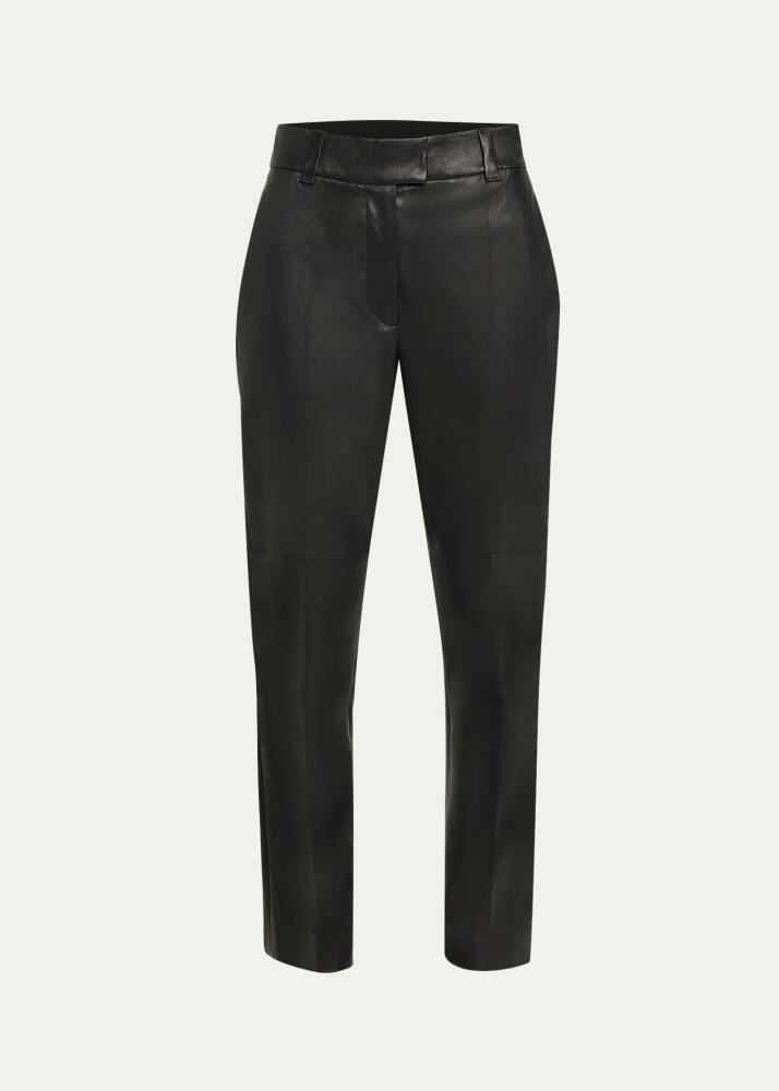 Brunello Cucinelli Nappa Leather Straight-Leg Trousers Cover