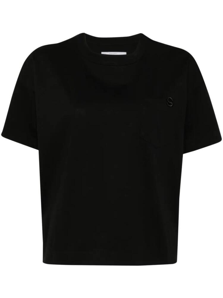 sacai logo-embroidered cotton T-shirt - Black Cover