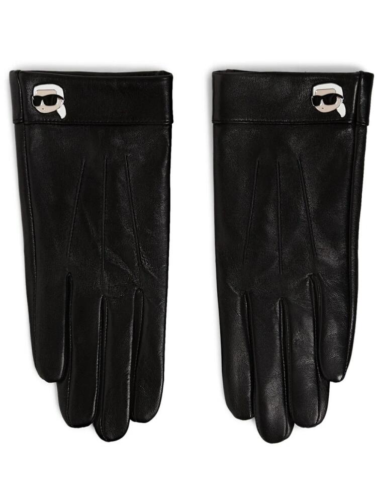 Karl Lagerfeld Ikonik leather gloves - Black Cover