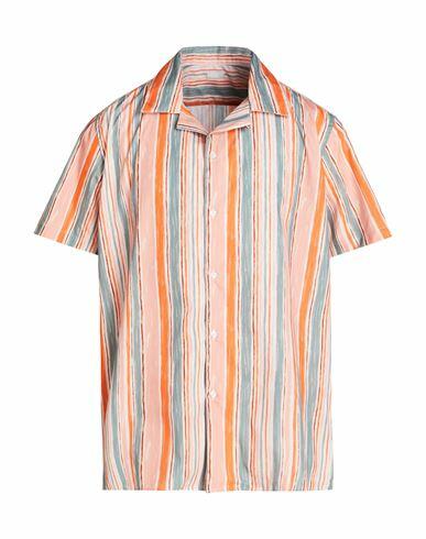 8 By Yoox Printed Camp-collar S/sleeve Oversize Shirt Man Shirt Salmon pink Cotton Cover