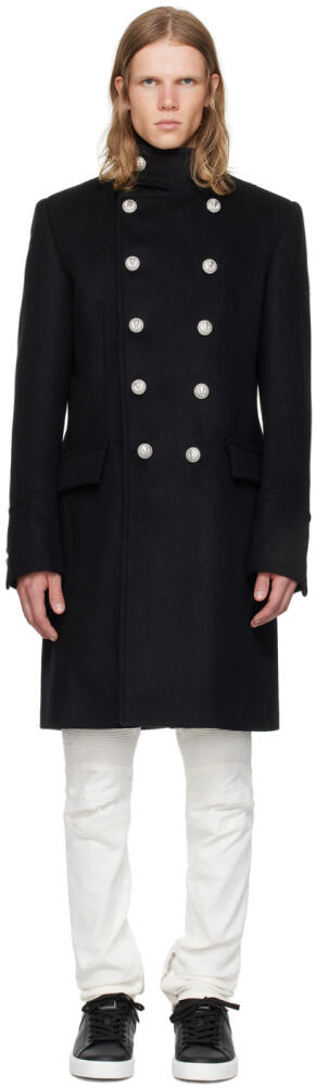 Balmain Black Double-Breasted Coat Cover