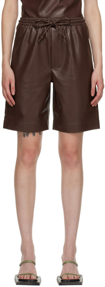 Nanushka Brown Munira Vegan Leather Shorts Cover