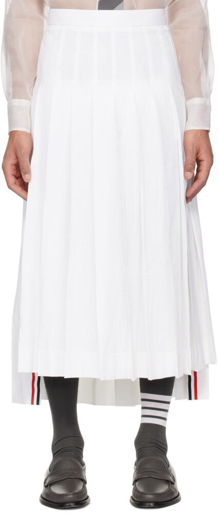 Thom Browne White Pleated Midi Skirt Cover