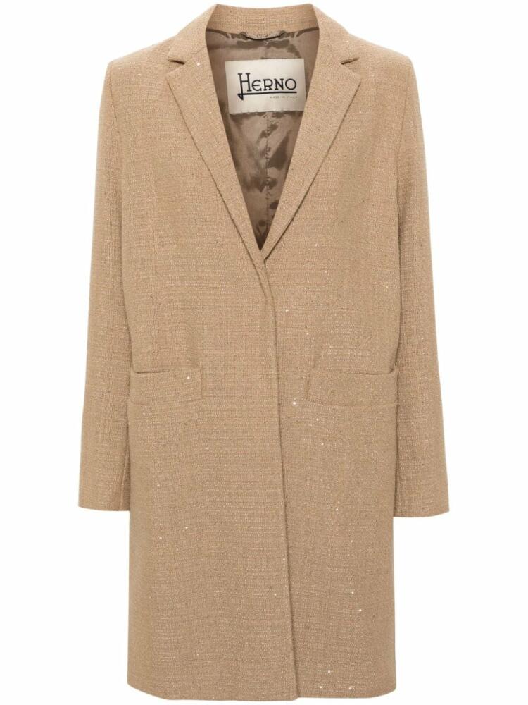 Herno sequined single-breasted coat - Neutrals Cover