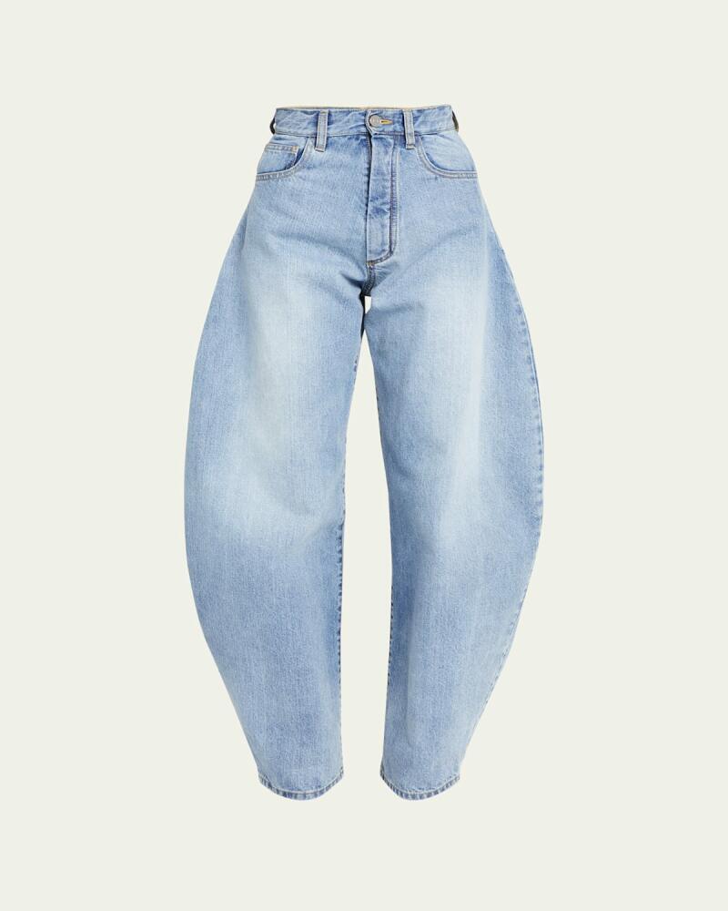 ALAIA Exaggerated Rounded Wide-Leg Denim Jeans Cover