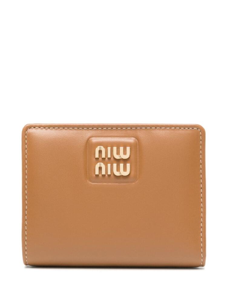 Miu Miu logo-lettering leather wallet - Brown Cover