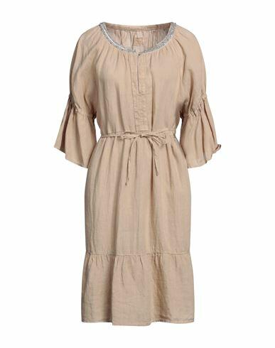 120% Lino Woman Midi dress Beige Linen Cover