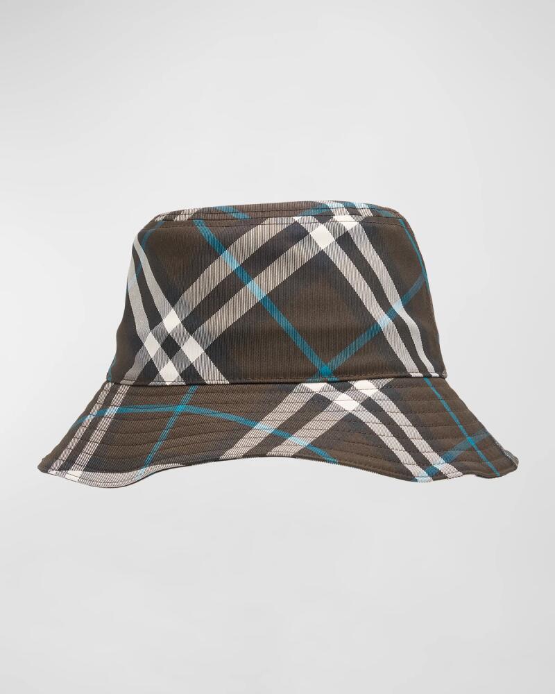 Burberry Men's Nylon EKD Check Bucket Hat Cover