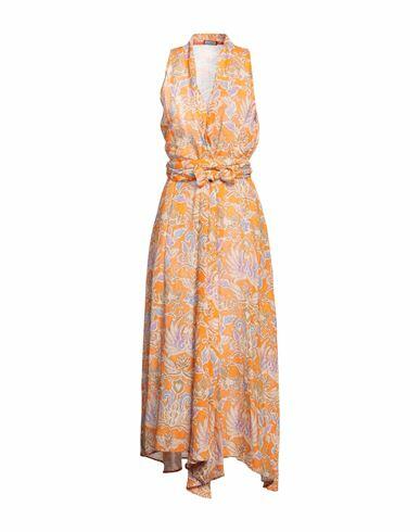 Malìparmi Woman Maxi dress Orange Linen, Cotton Cover