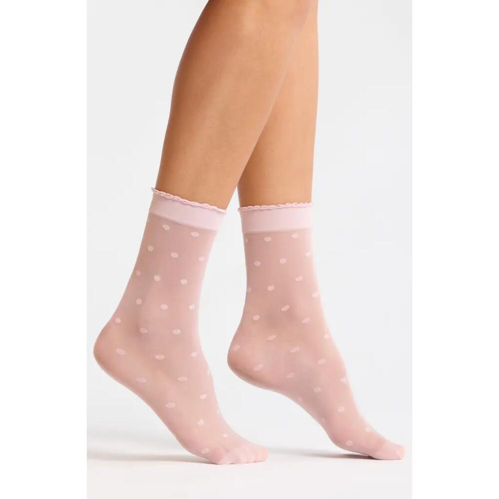 Nordstrom Polka Dot Sheer Ankle Socks in Pink Puff Cover